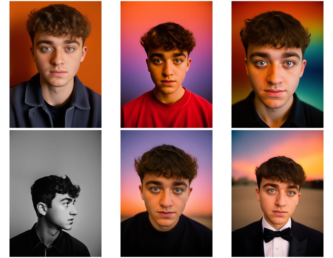 Self-portraits generated by a model trained on those selfies