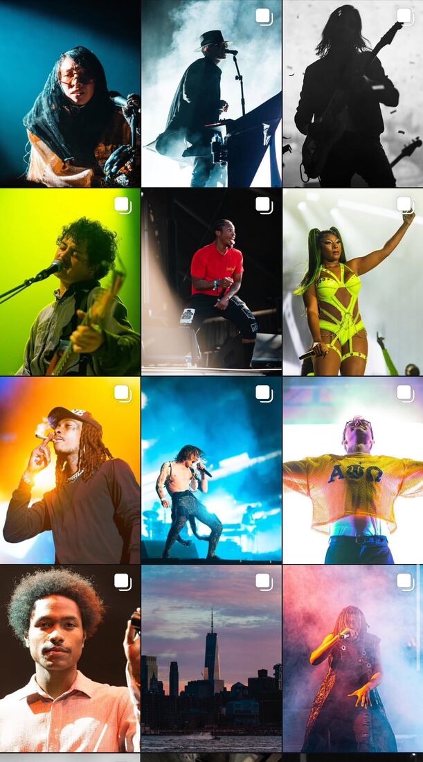 Grid of live concert photographs