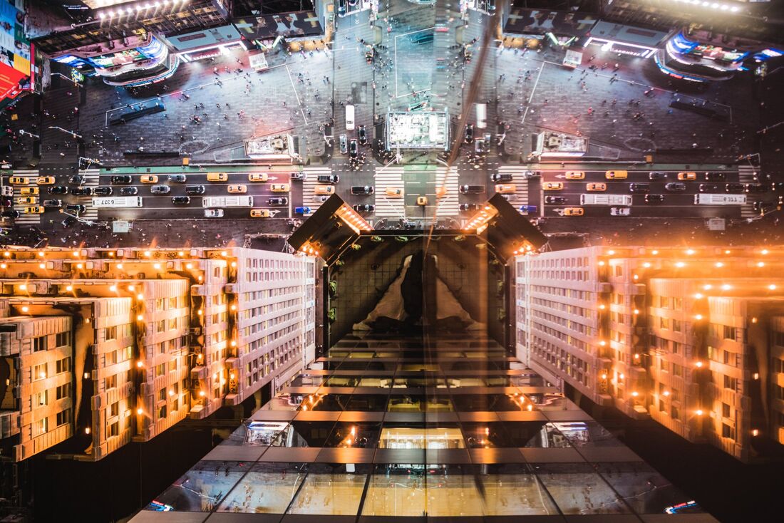 Times Square from a rooftop at night
